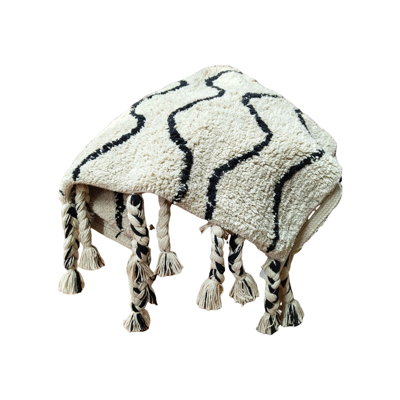 MANALI Beige and Black Rug 60x90cm - 100% Cotton, Handwoven Decorative Accent Rug, Soft & Durable - Ideal for Living Room, Bedroom, or Entryway - Boho Style, Lightweight & Easy to Clean
