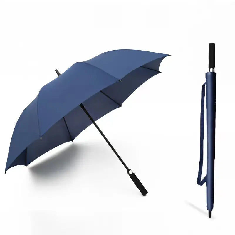 Golf auto open blue umbrella – large and sturdy design with automatic opening mechanism, perfect for shielding from rain and sun, durable frame for wind resistance, ideal for golfers, outdoor events, and everyday use.