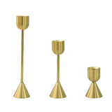 Minimalist Brass Candle Holder Set - Trio for Table Centerpiece Decor