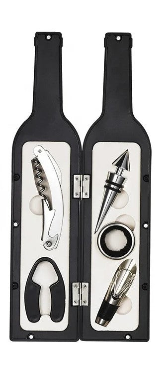 5 piece wine bottle shaped accessories gift set
