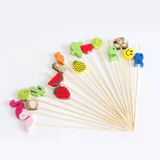2023 Jimao Various cocktail decorative Food Picks Bamboo Crafts assorted Beaded Food Picks for Barbecue party promPopular