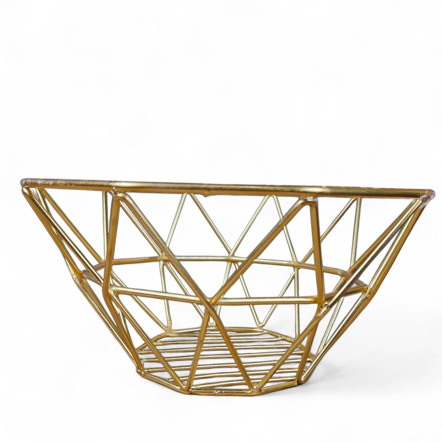Golden Geometry Octagonal Metal Fruit Bowl - Elegant Centerpiece for Dining and Home Decor - Perfect for Showcasing Fruits, Flowers, or Decorative Items with a Modern Touch of Sophistication