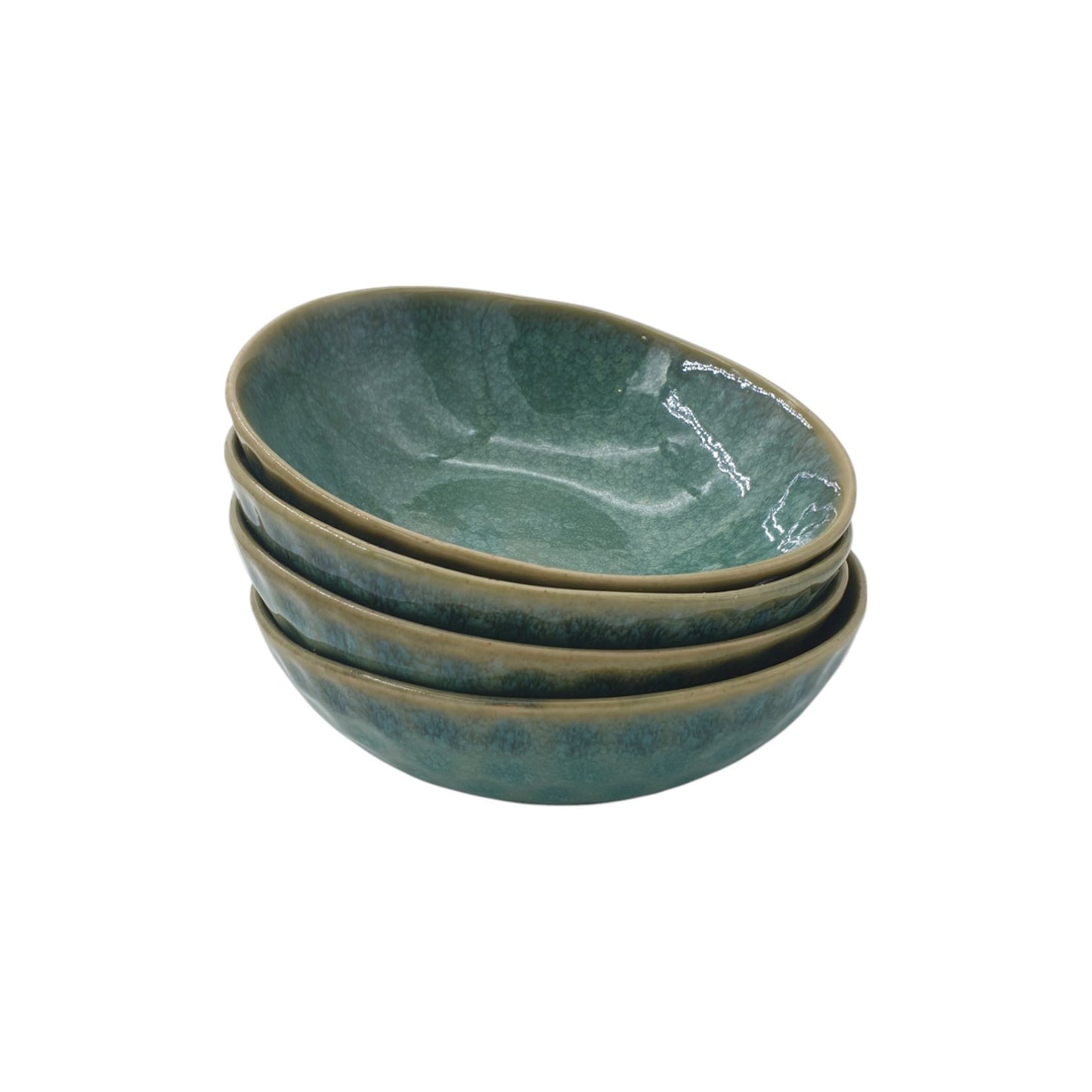 Waterdrop Crystal Green Stoneware Crockery Set - 16-Piece Dinnerware Set - Elegant and Durable for Dining, Serving, and Entertaining with a Refreshing, Modern Look