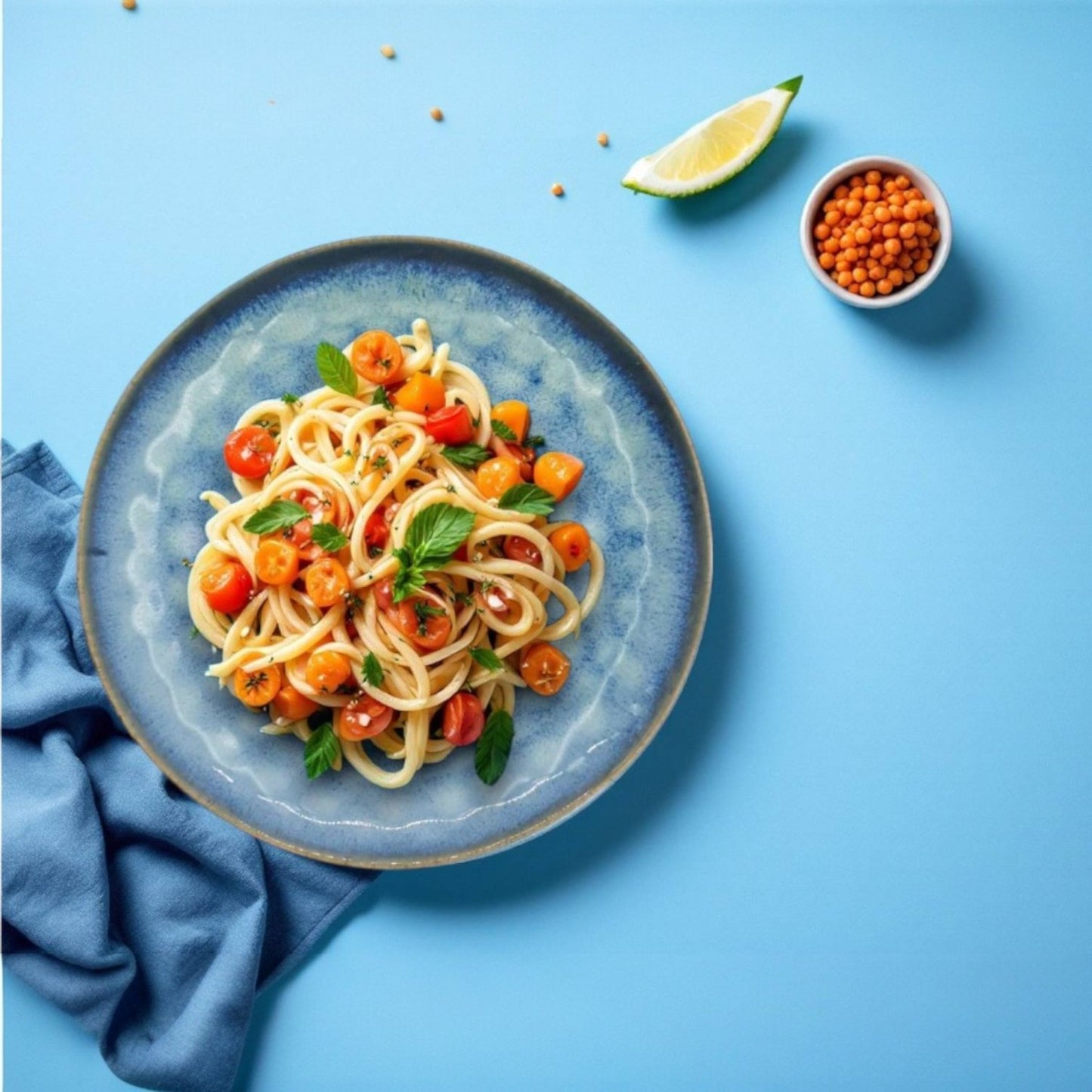 Waterdrop Blue Jeans Stoneware Crockery Set - 16-Piece Dinnerware Set - Stylish and Durable for Dining, Serving, and Entertaining with a Trendy and Casual Aesthetic