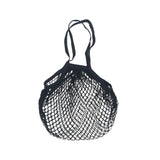 35X36CM Long Handle 1.5x25cm Black Cotton Mesh Net String Grocery Shopping Tote Bag