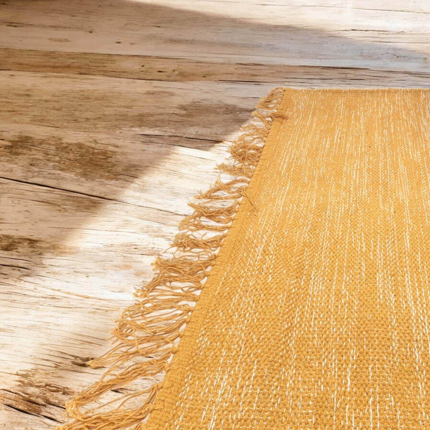TARCHA Mustard Rug 80x250cm - 100% Cotton, Handwoven, Soft Texture, Durable & Lightweight - Perfect for Living Room, Bedroom, or Hallway
