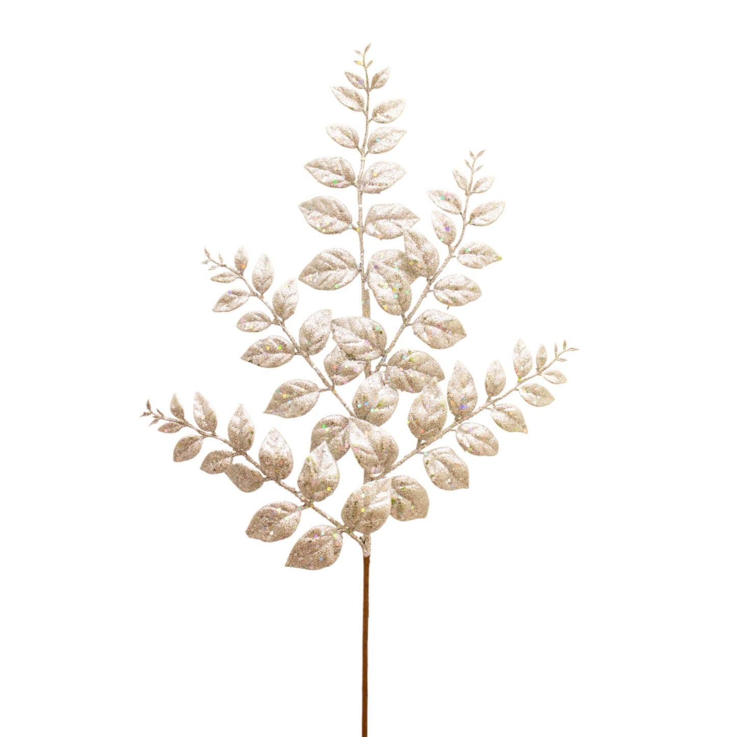 Glitter Silver Branch Elegant Christmas Decoration with Sparkling Finish, Festive Accent for Floral Arrangements, Wreaths, and Holiday Displays