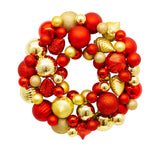 Red & Gold Shatterproof Bauble Wreath 33 cm Festive Christmas Decoration for Doors, Walls, and Mantels, Holiday Ornament Wreath with Glitter Accents for Seasonal Home Styling