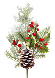 Frosted Hedgerow Spray 58 cm – Elegant Artificial Spray with Frosted Berries and Foliage – Perfect for Winter Floral Arrangements, Wreaths, Bouquets, and Seasonal Home Décor