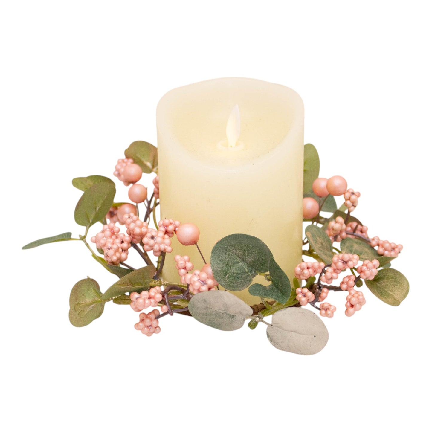 Blush Berry Candle Ring 23 cm – Elegant Decorative Ring with Soft Blush Berries and Foliage – Perfect for Holiday Centerpieces, Table Décor, and Seasonal Displays