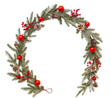 Frosted Bauble Garland 190 cm – Elegant Holiday Garland with Frosted Baubles and Winter Foliage – Perfect for Christmas Décor, Mantels, Tables, and Seasonal Displays