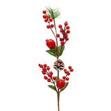 Red Berry & Pomegranate Stem 26 cm – Festive Artificial Stem with Vibrant Red Berries and Lifelike Pomegranates – Perfect for Holiday Wreaths, Garlands, Floral Arrangements, and Seasonal Décor