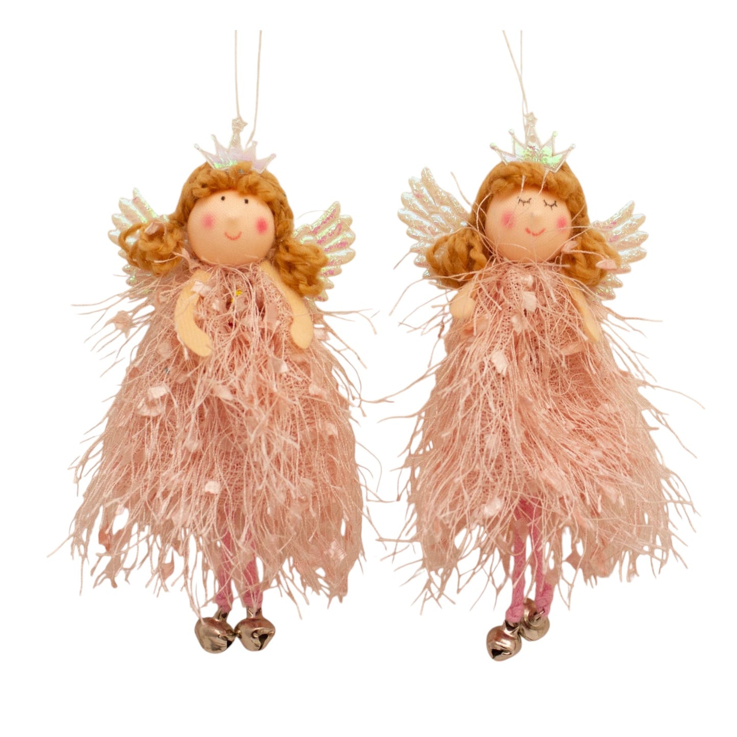 Whimsy Blush Fairy Hanger (Set of 2) – Delicate and Charming Hanging Fairy Decorations with Soft Blush Tones – Perfect for Christmas Trees, Nurseries, and Whimsical Home Décor