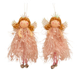 Whimsy Blush Fairy Hanger (Set of 2) – Delicate and Charming Hanging Fairy Decorations with Soft Blush Tones – Perfect for Christmas Trees, Nurseries, and Whimsical Home Décor