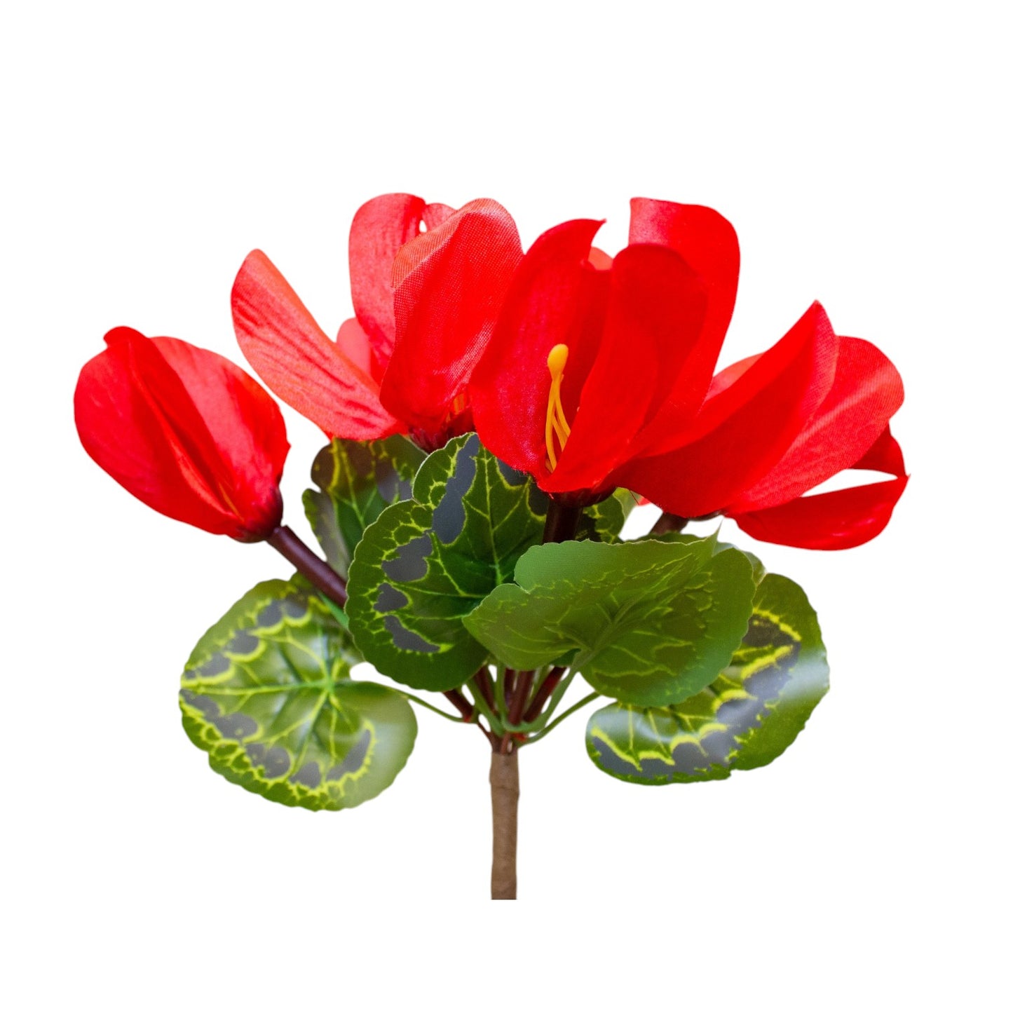Red Cyclamen Pick - Realistic Artificial Cyclamen Flower Stem with Vibrant Red Blooms - Perfect for Floral Arrangements, Bouquets, and Home Décor