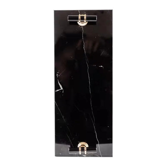 Antique Rectangle Serving Tray - Grey and Black Marble Decorative Tray with Handles - Elegant Home Decor Piece for Serving or Display in Living Room, Kitchen, or Dining Area