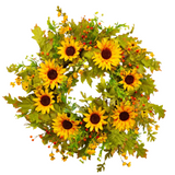 Sunflower Fields XL Wreath 65 cm - Lush Artificial Wreath with Vibrant Sunflowers and Foliage - Perfect for Front Doors, Walls, and Seasonal Home Décor