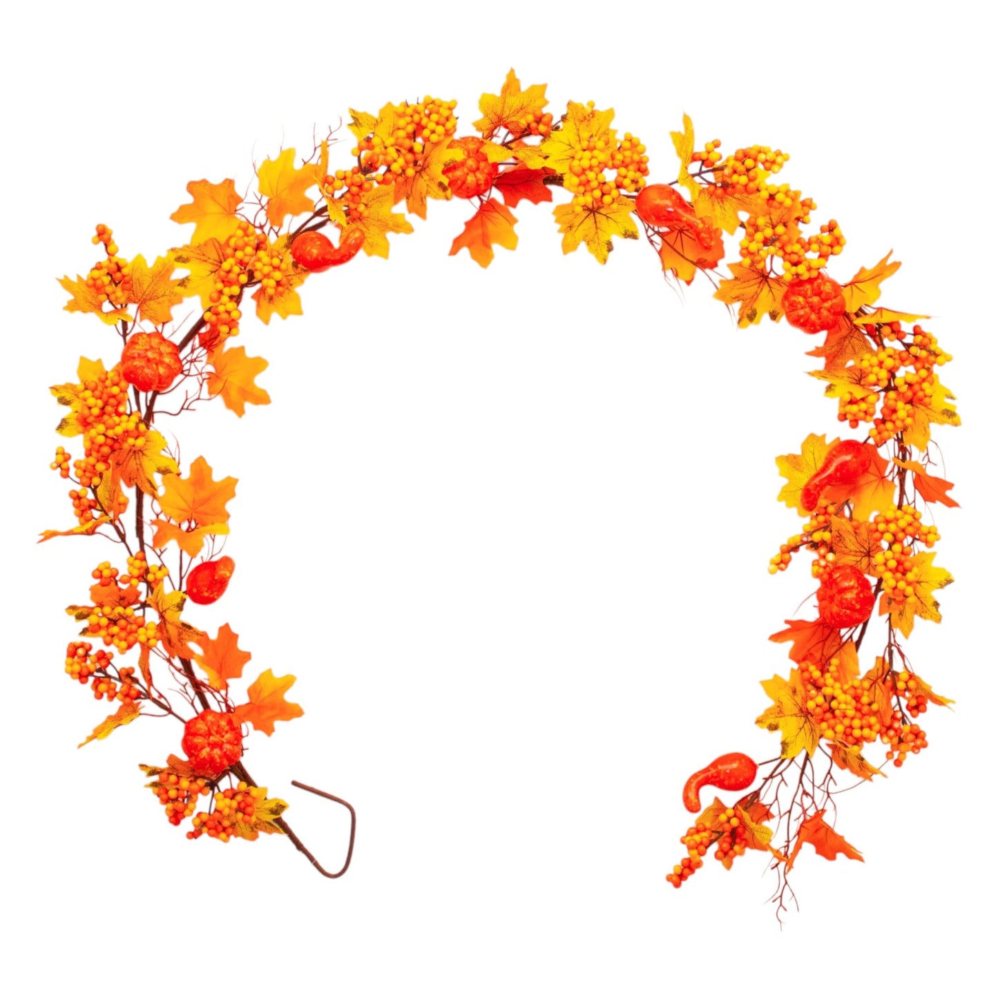 Pumpkin Berry Garland 180 cm - Festive Artificial Garland with Pumpkins, Berries, and Autumn Foliage - Perfect for Fall, Thanksgiving, Mantels, Tables, and Seasonal Displays