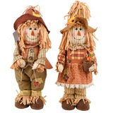Scarecrow Medium Standing Figure (Set of 2) - Festive Autumn Décor with Rustic Detailing - Perfect for Fall, Thanksgiving, and Seasonal Displays