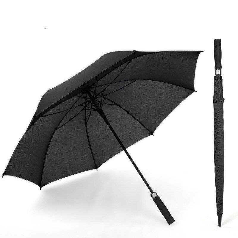 Golf auto open black umbrella – large, durable design with automatic open feature, perfect for rain and sun protection, sturdy frame for wind resistance, ideal for golfers, outdoor events, and everyday use.
