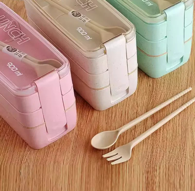 3 layers lunch box Pink