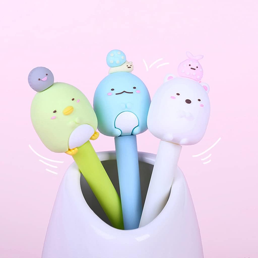 3D Cute Silicone Animal Sumikko Gurashi Gel Pen – 0.5mm black ink, fun and playful design featuring beloved Sumikko Gurashi characters, smooth writing experience, perfect for collectors, students, and fans of cute stationery.