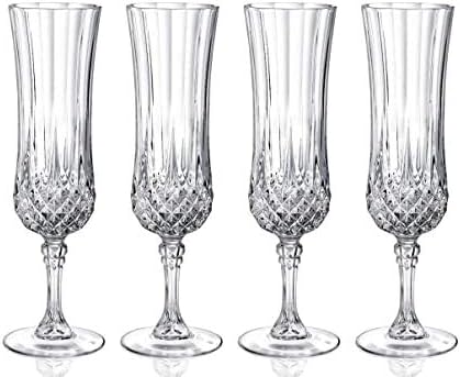 Diamond-Embossed Champagne Glass – Elegant Cut Glass Flute for Sparkling Wine, Prosecco & Cocktails – Vintage Crystal Stemware for Weddings, Parties & Home Bar
