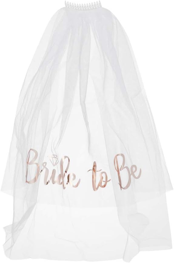Rose Gold Crown, Sash, and Veil Set - Elegant Bride-to-Be Accessories for Bachelorette Parties, Bridal Showers, and Weddings - Stylish, Comfortable, and Perfect for Celebrating the Bride in Style