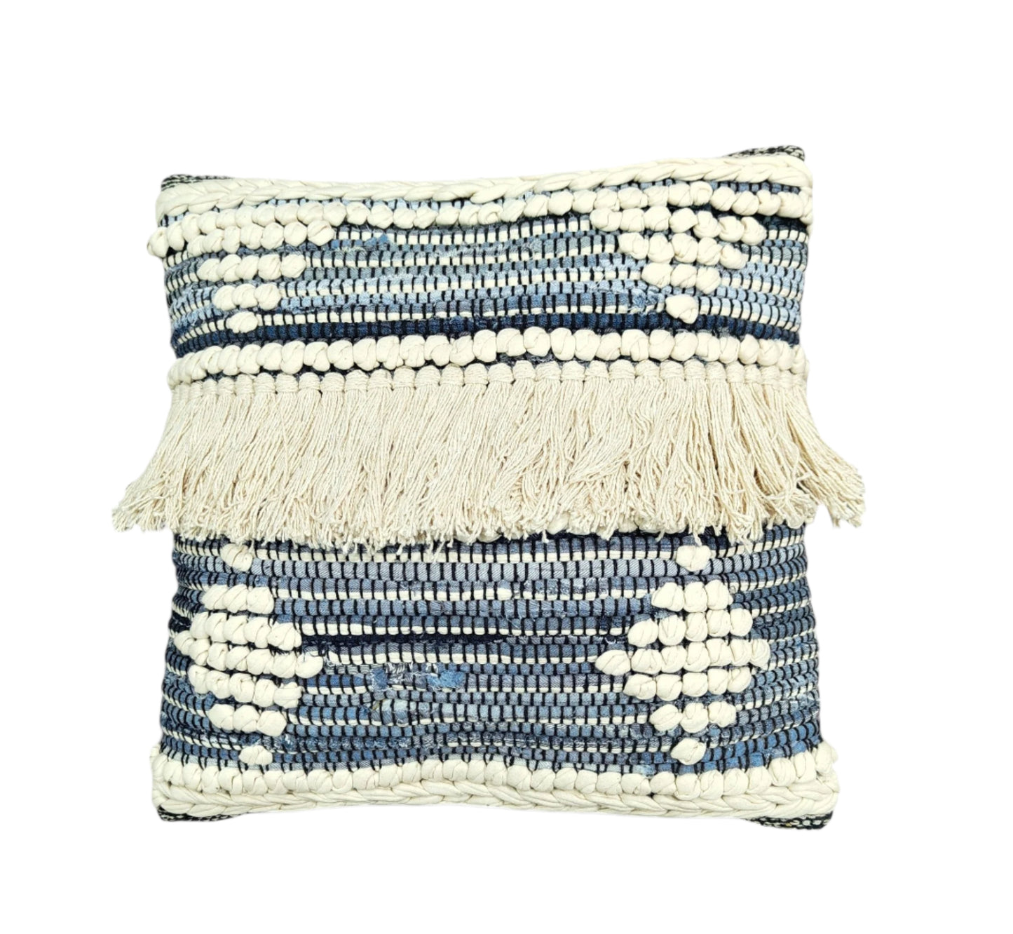 HORIZONTAL DENIM CUSHION 45.7x45.7cm - Soft, Stylish, and Durable Accent Pillow - Ideal for Living Room, Bedroom, or Office - High-Quality Denim Fabric - Comfortable, Easy Care, and Versatile Decorative Cushion