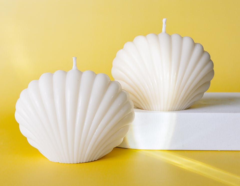 Handmade White Oyster Soy Candle - Premium Natural Soy Wax, Clean Burn, and Long-Lasting Fragrance - Eco-Friendly Aromatherapy Candle in Unique Oyster-Inspired Design - Perfect for Coastal Home Décor, Relaxation, and Gift Giving