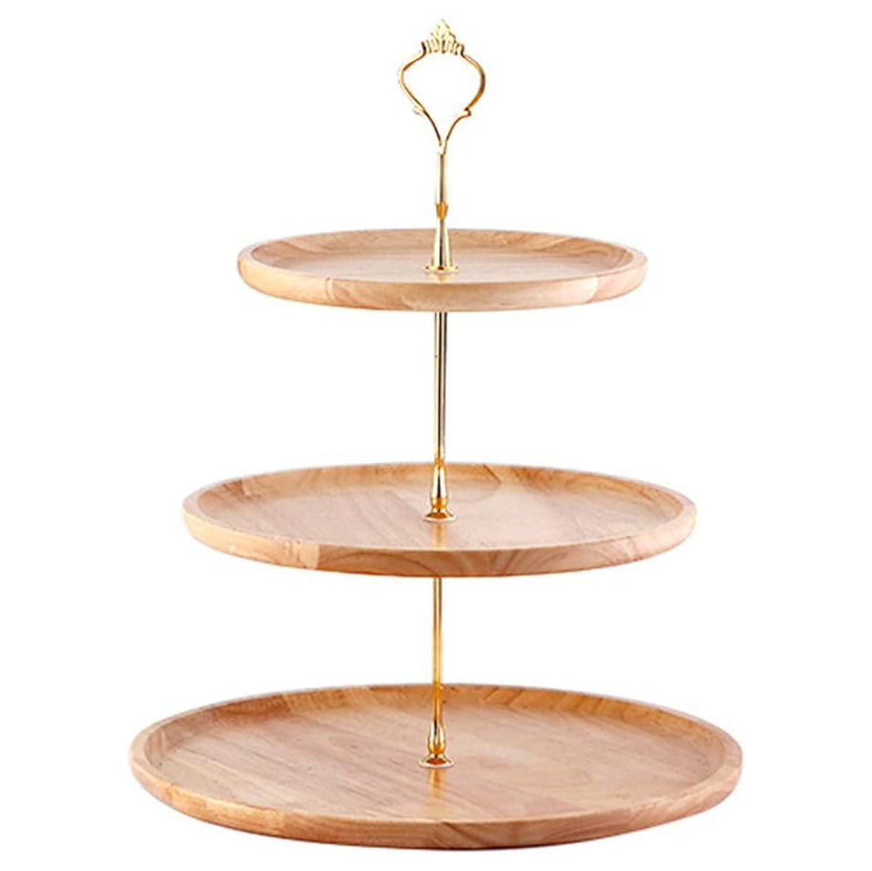 Solid Wood Double-Layer Cake & Fruit Tray - Elegant Dessert and Candy Display Rack for Home & Commercial Use - Sturdy, Stylish, and Perfect for Parties, Bakeries, and Kitchen Organization