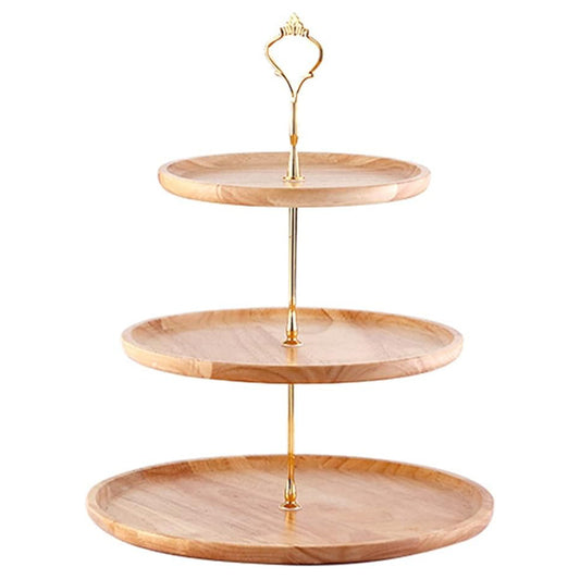 Solid Wood Double-Layer Cake & Fruit Tray - Elegant Dessert and Candy Display Rack for Home & Commercial Use - Sturdy, Stylish, and Perfect for Parties, Bakeries, and Kitchen Organization