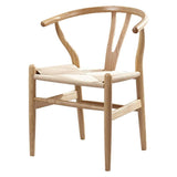 Classic Mid-Century Modern Wishbone Y Chair - Black Cafe Armchair - Natural Solid Oak Wood Dining Chair - Stylish and Durable Design for Home, Bistro, or Office Decor