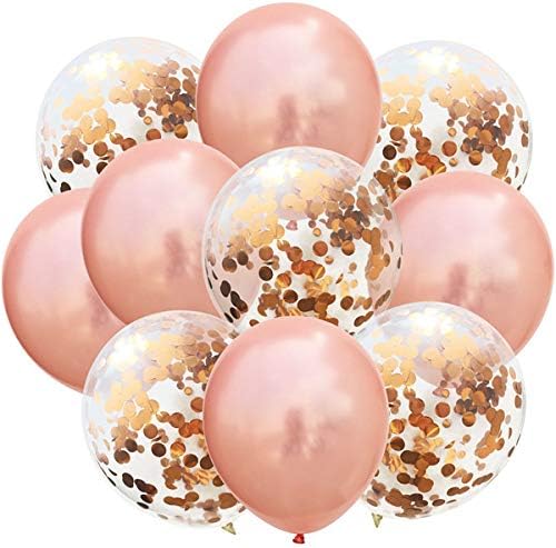 Rose Gold Confetti Latex Party Balloons, 30 cm (12 Inches), Pack of 50, Thick & Durable, Helium or Air Fill, Elegant Decoration for Birthdays, Weddings, Baby Showers & Events