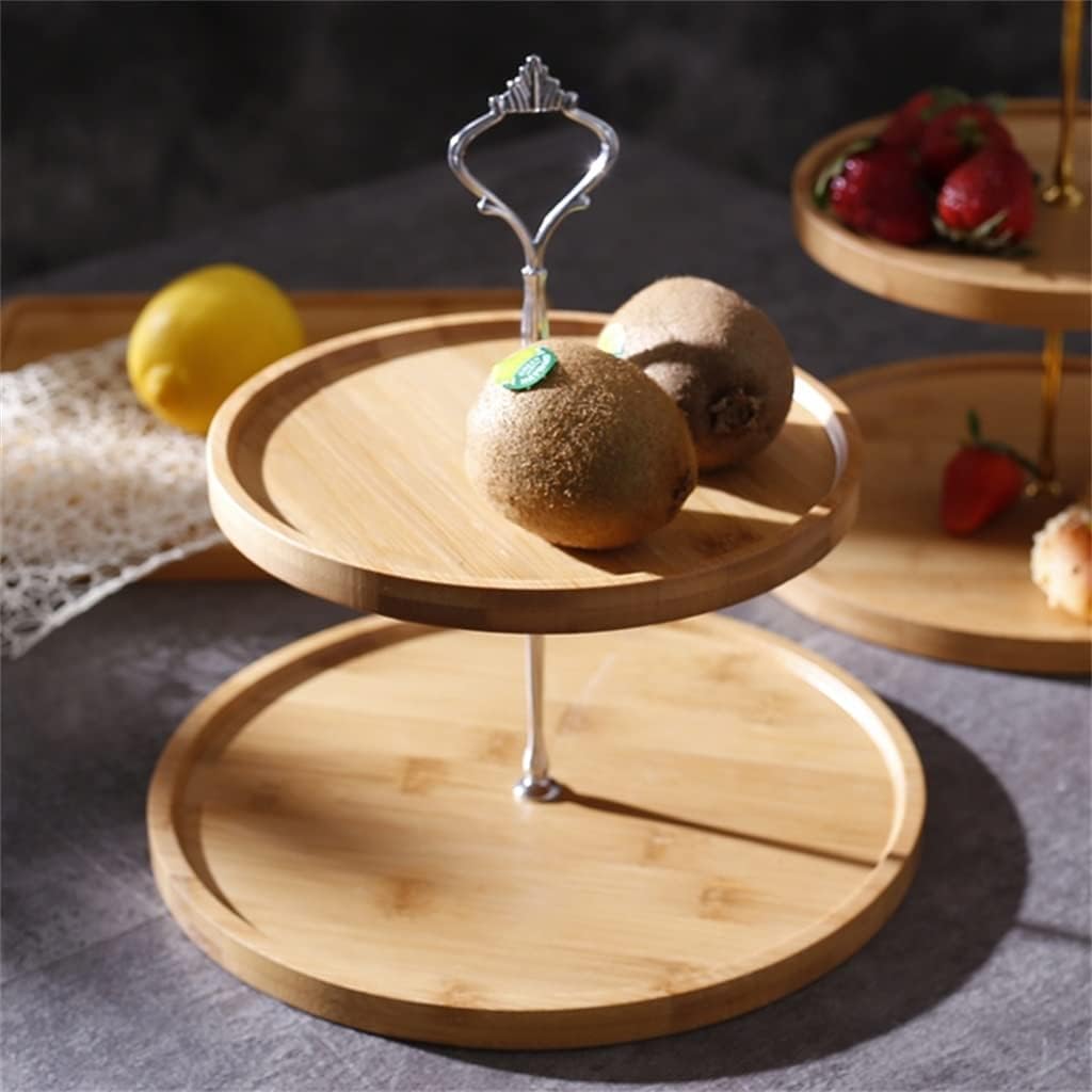 Solid Wood Double-Layer Cake & Fruit Tray - Elegant Dessert and Candy Display Rack for Home & Commercial Use - Sturdy, Stylish, and Perfect for Parties, Bakeries, and Kitchen Organization