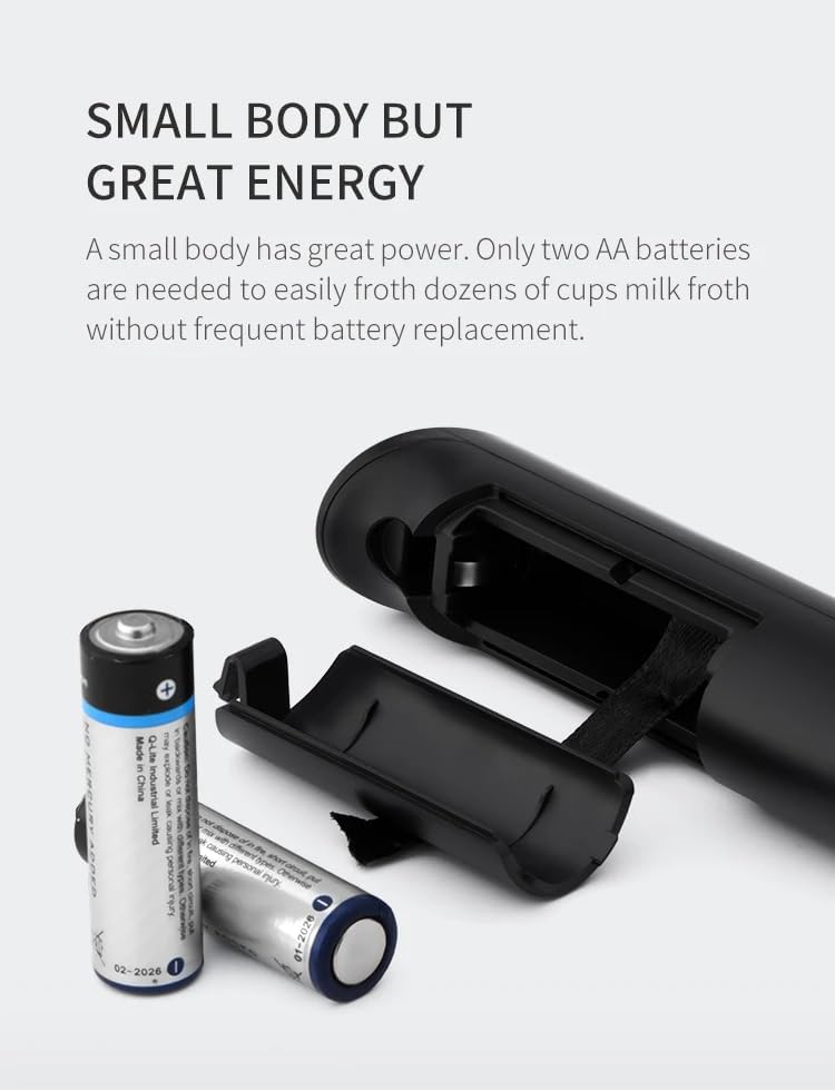 Battery-operated electric milk frother – handheld foam maker with powerful motor for creamy and smooth froth, perfect for lattes, cappuccinos, hot chocolate, and more, lightweight and easy to use for home or travel.