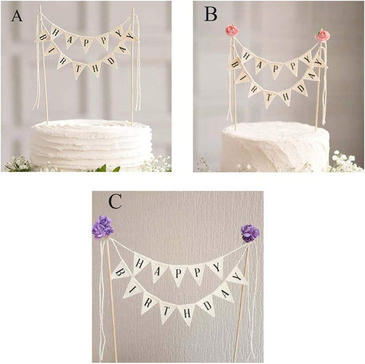 Happy Birthday Cake Topper – Elegant Hanging Decoration Over Cake – Reusable Acrylic & Paper Banner for Birthday Celebrations – Perfect for Parties & Special Events