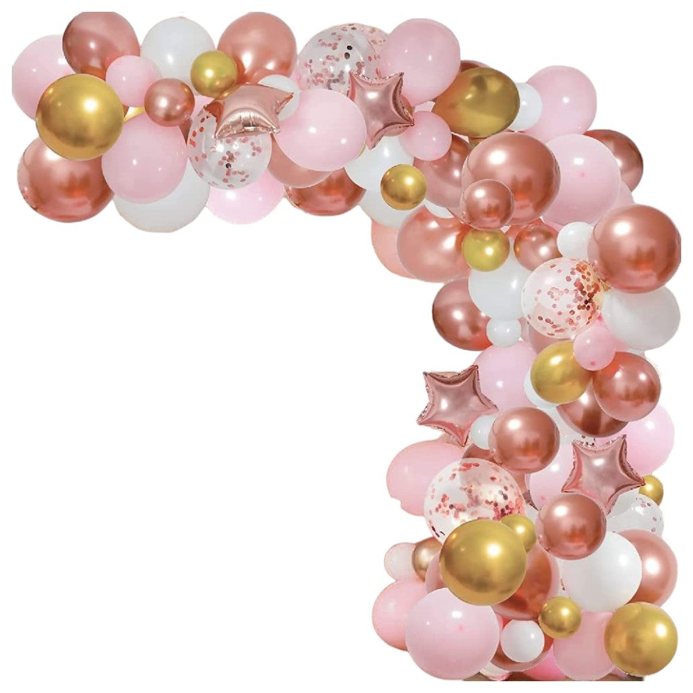 Rose Gold Balloon Garland Arch Kit with Pink, Gold & White Balloons, 120-Piece Set, Includes Metallic & Confetti Balloons, DIY Party Decoration for Birthday, Wedding, Baby Shower & Events