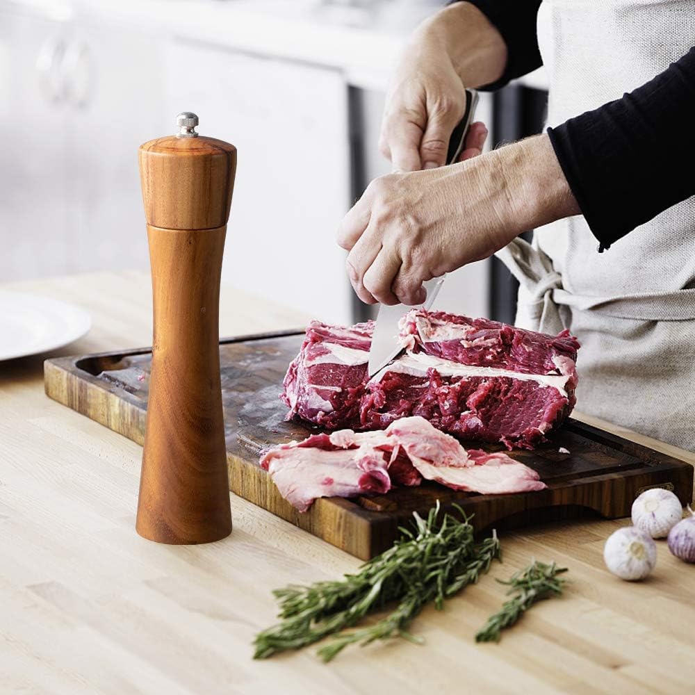 Salt & pepper grinder – sleek and durable design, adjustable grind settings for fine or coarse seasoning, easy-to-use, refillable for salt, pepper, and other spices, perfect for kitchen or dining table use.