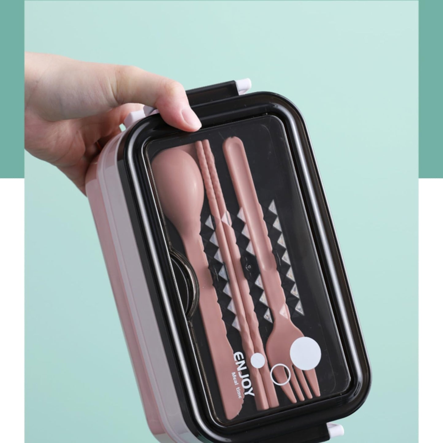Pink Plastic Lunch Box Set Durable and Stylish Lunch Boxes for Kids and Adults Food Storage Containers with Leak-Proof Lids for School Office and Travel Use