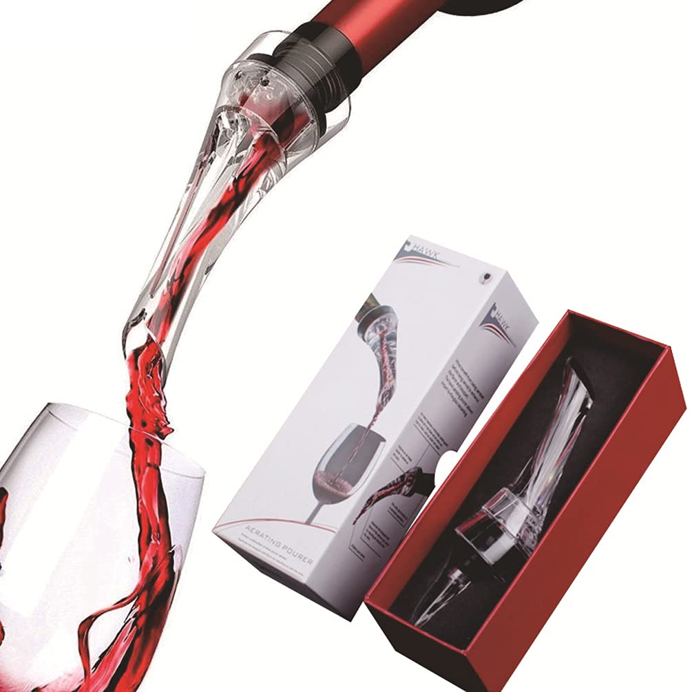 Wine Aerator - Premium Stainless Steel - Enhances Wine Flavor by Aerating and Softening Tannins - Easy to Use with Drip-Free Spout - Ideal for Red Wines - Portable Design for Home or On-the-Go Enjoyment