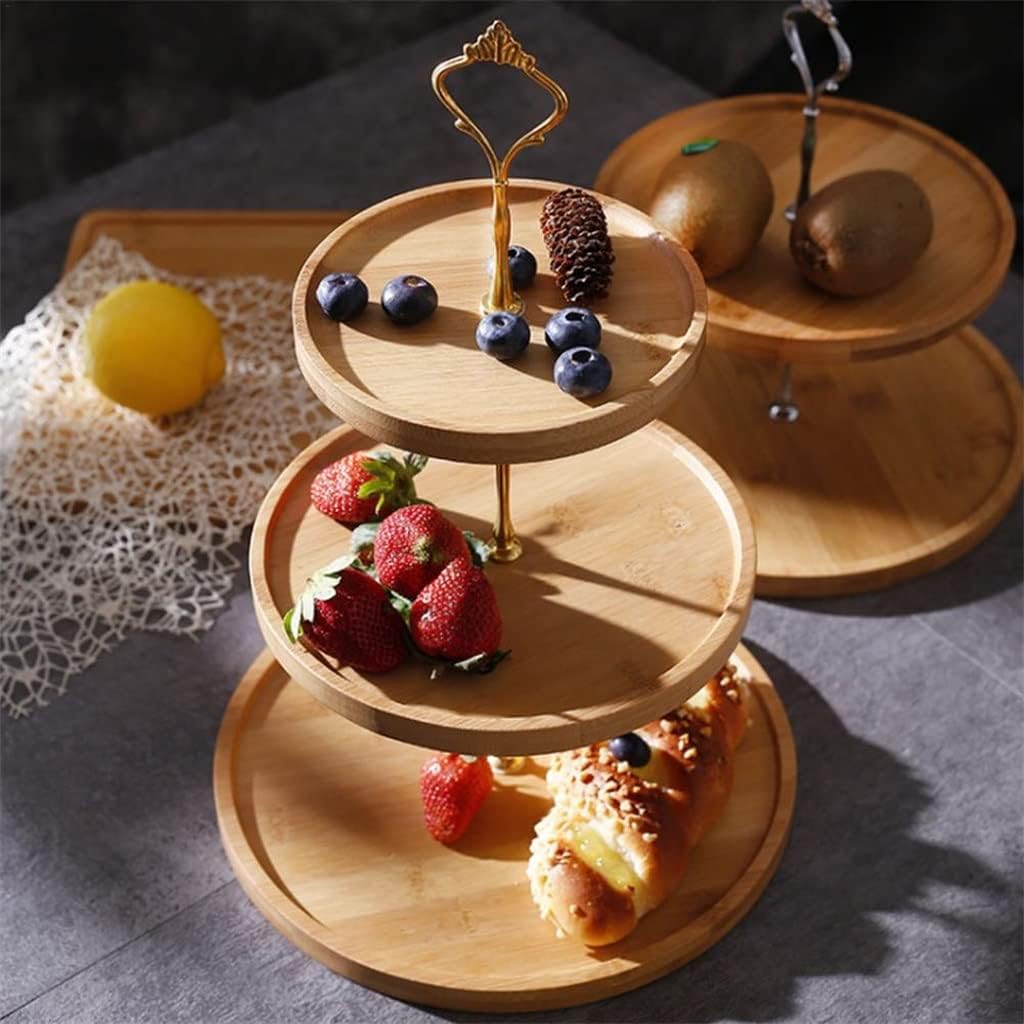 Solid Wood Double-Layer Cake & Fruit Tray - Elegant Dessert and Candy Display Rack for Home & Commercial Use - Sturdy, Stylish, and Perfect for Parties, Bakeries, and Kitchen Organization