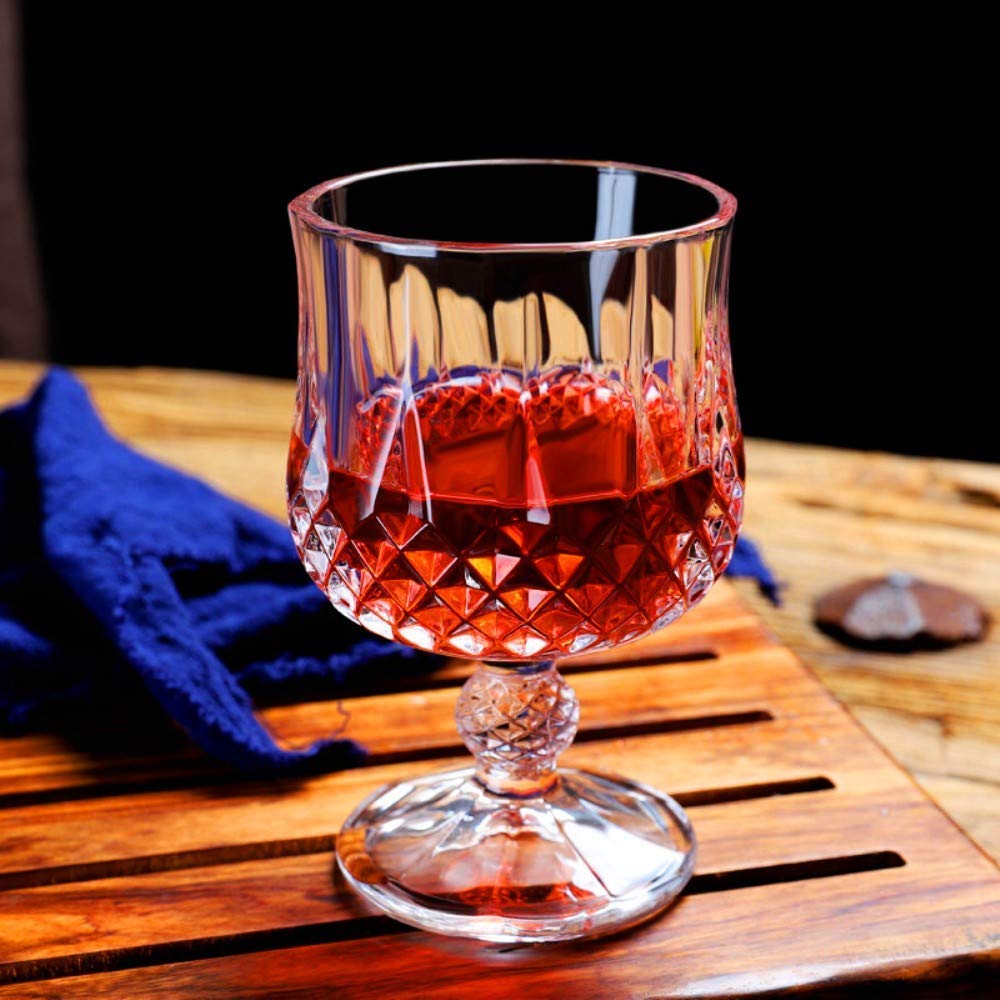 Diamond-Embossed Brandy Glass – Elegant Cut Glass Snifter for Cognac, Whisky, and Bourbon – Premium Crystal Tumbler for Home Bar, Parties & Gifting
