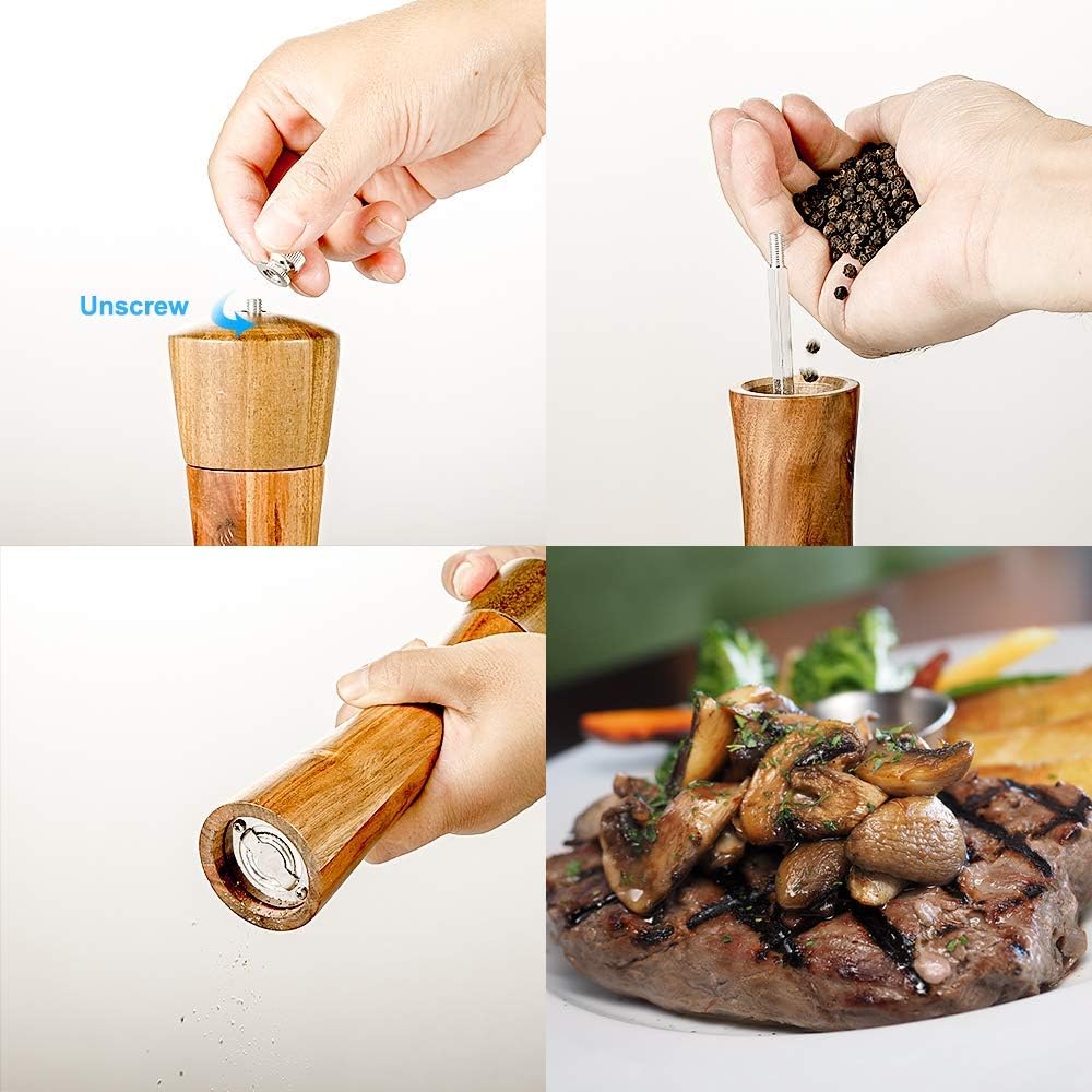 Salt & pepper grinder – sleek and durable design, adjustable grind settings for fine or coarse seasoning, easy-to-use, refillable for salt, pepper, and other spices, perfect for kitchen or dining table use.