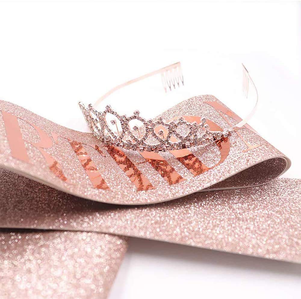 Elegant Crown and Sash Set - Perfect for Birthdays, Bachelorette Parties, and Special Celebrations - Stylish and Comfortable Design for the Bride-to-Be, Birthday Queen, or Pageant Winner