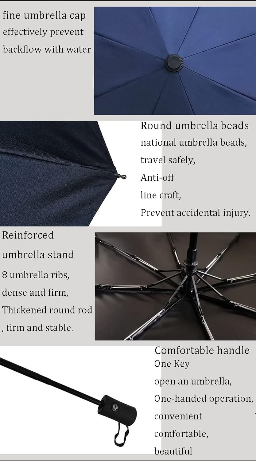 Travel windproof foldable blue umbrella – compact and durable design, perfect for on-the-go protection from rain and wind, easy to fold and store, features a strong, wind-resistant frame, ideal for travel, daily use, and outdoor activities.