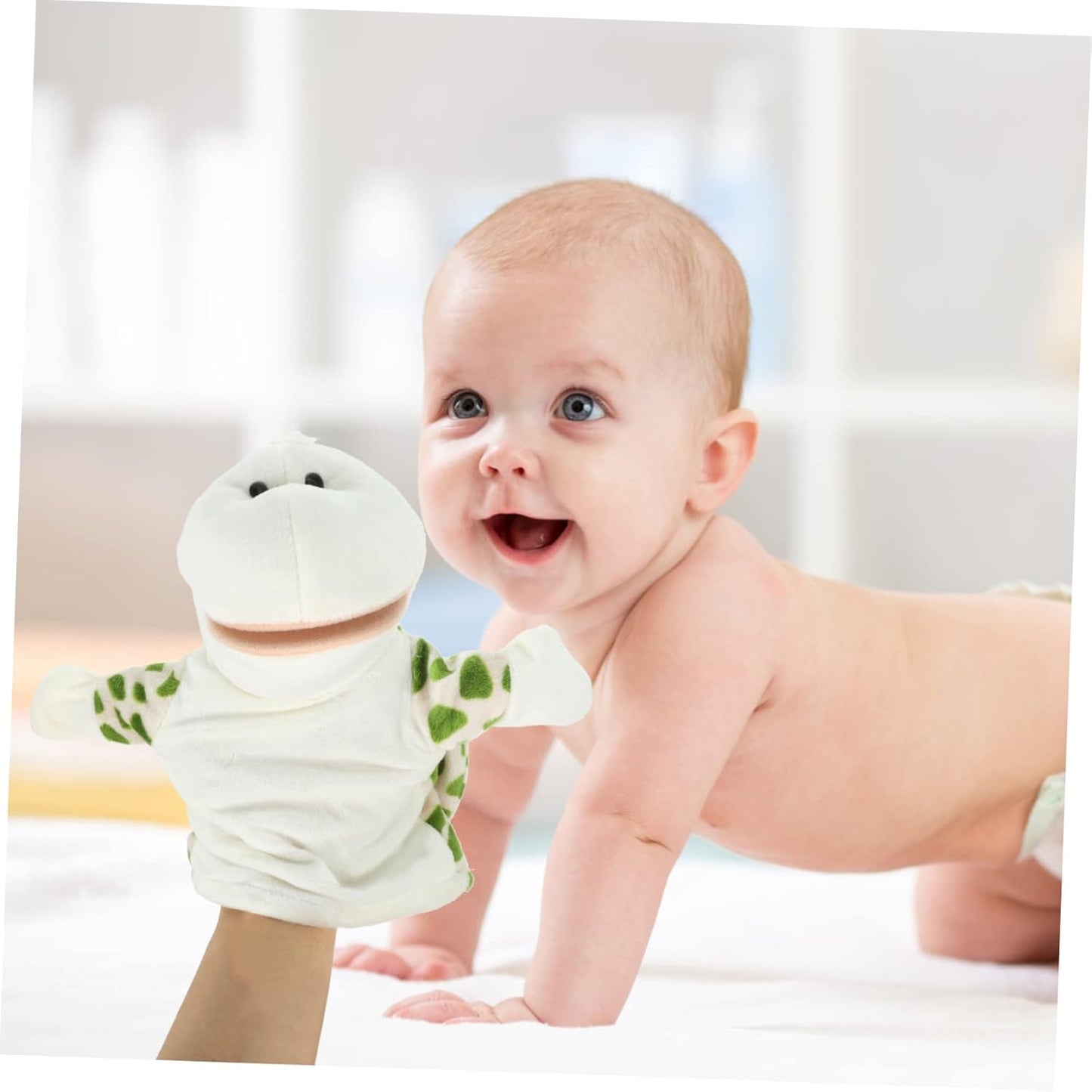 18" Turtle hand puppet – soft and cuddly, perfect for interactive play and storytelling, made with durable fabric for lasting use, ideal for children’s educational activities, puppet shows, and imaginative play.