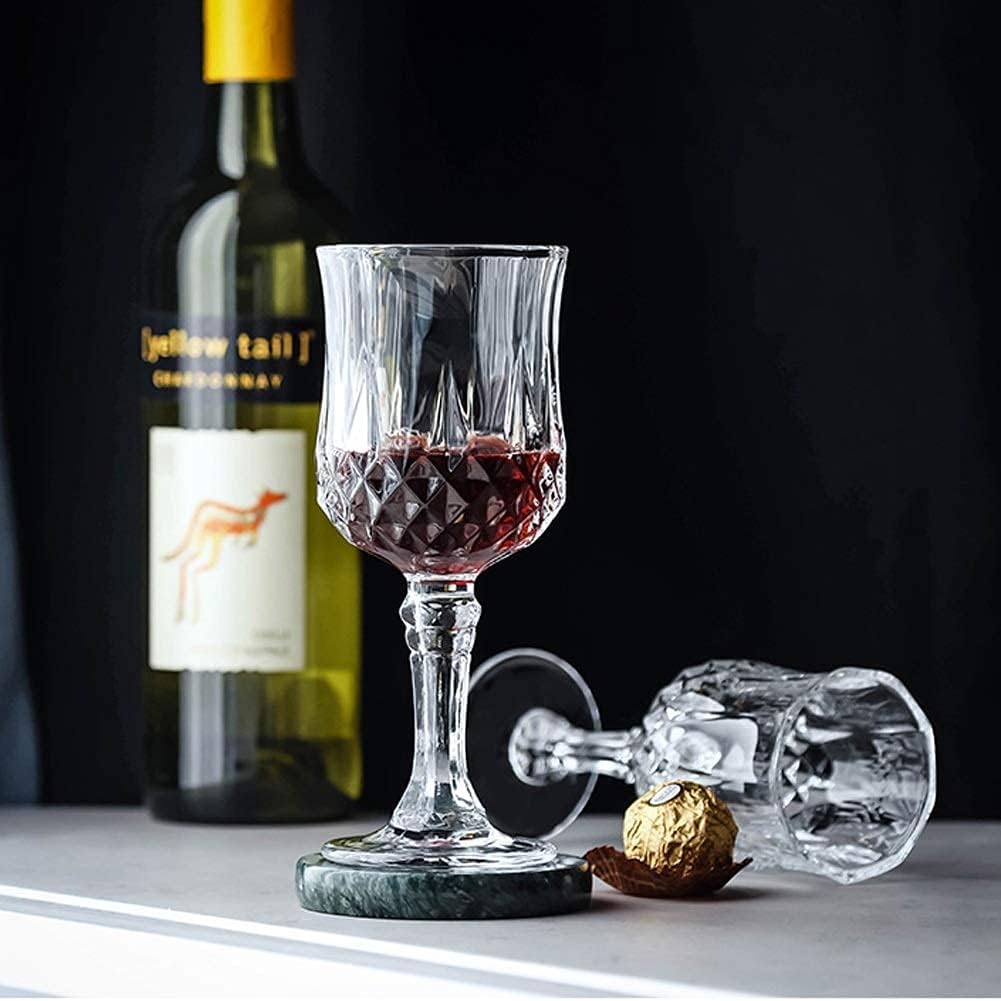 Diamond-Embossed Wine Glass – Elegant Cut Glass Goblet for Red & White Wine – Vintage Crystal Stemware for Dining, Parties & Home Bar