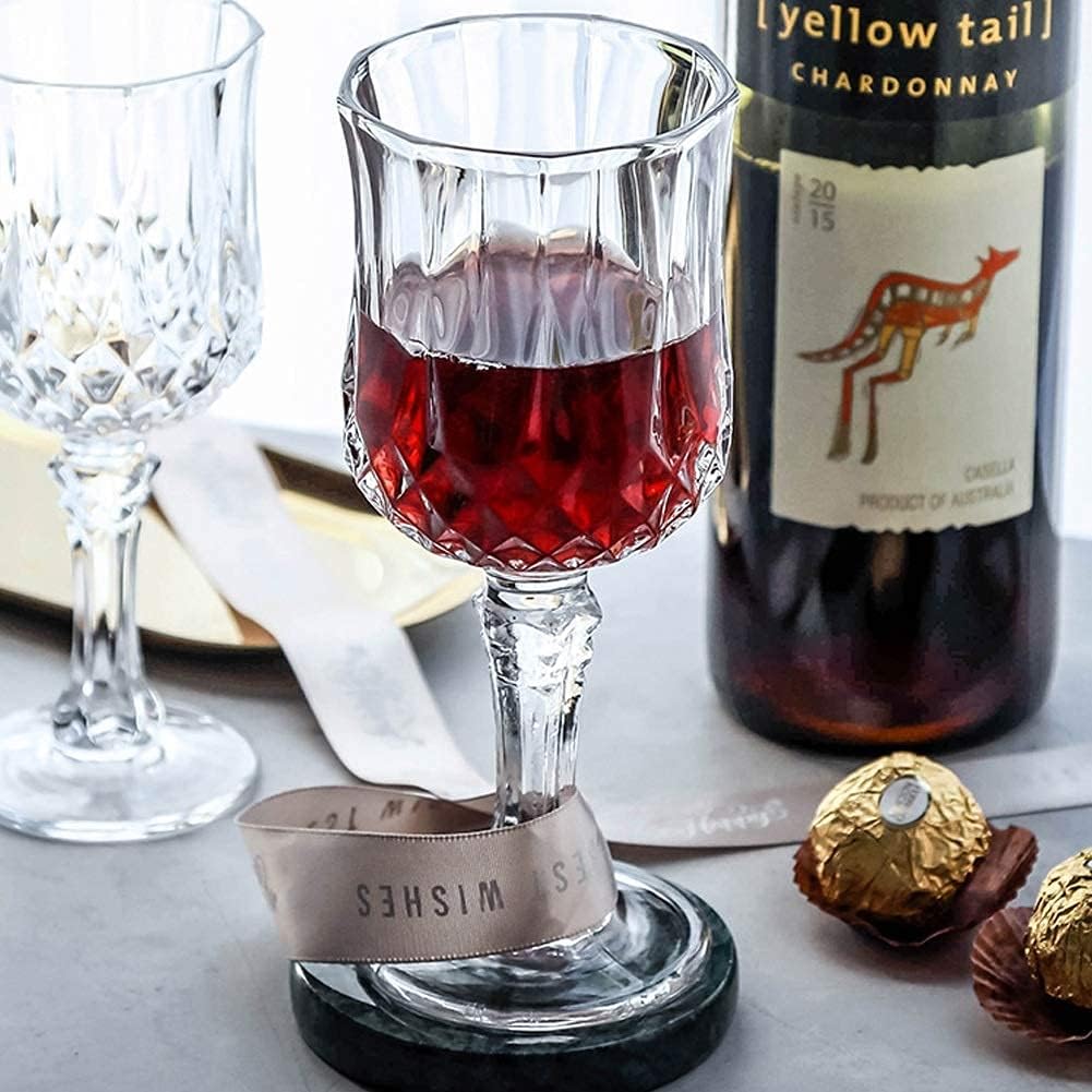 Diamond-Embossed Wine Glass – Elegant Cut Glass Goblet for Red & White Wine – Vintage Crystal Stemware for Dining, Parties & Home Bar