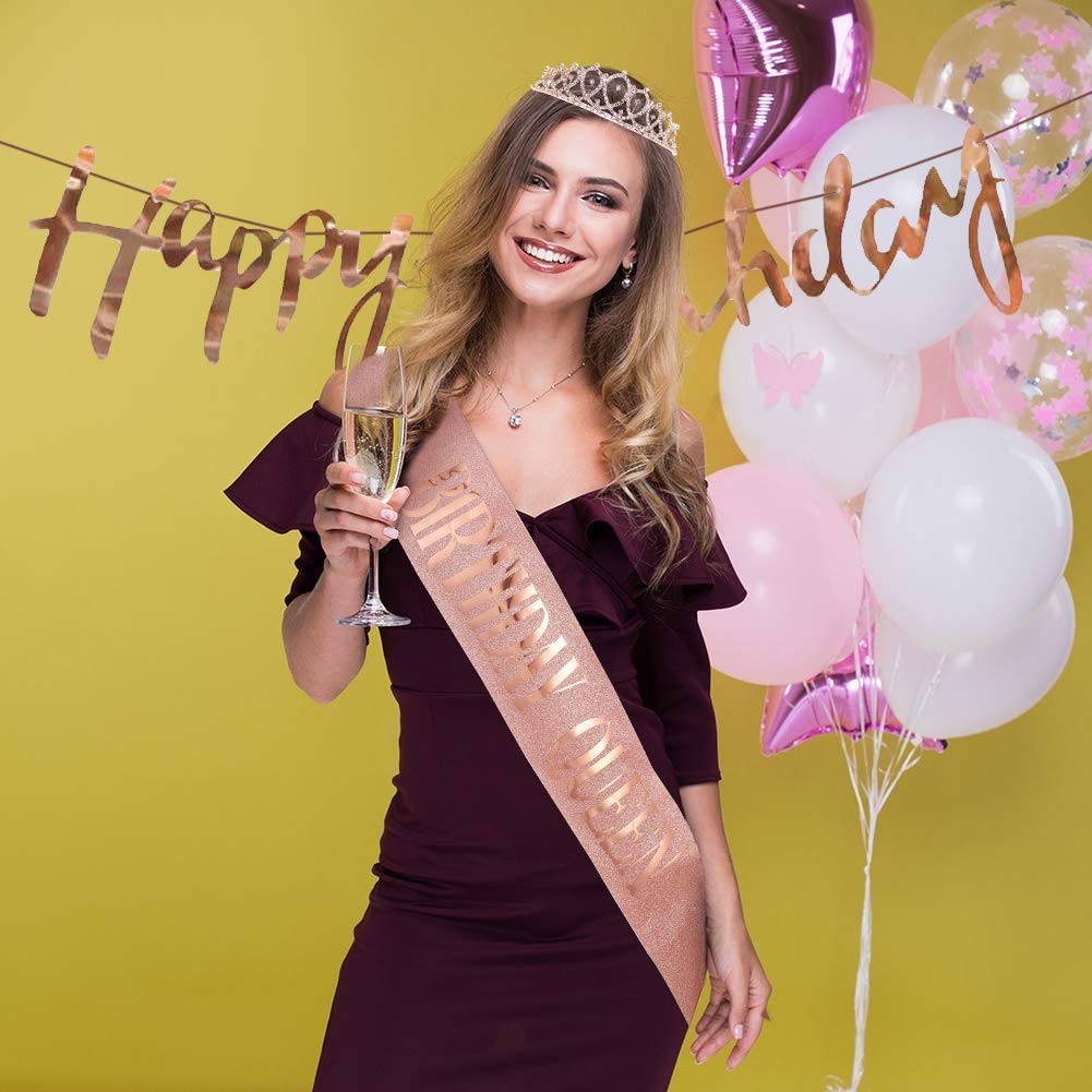 Elegant Crown and Sash Set - Perfect for Birthdays, Bachelorette Parties, and Special Celebrations - Stylish and Comfortable Design for the Bride-to-Be, Birthday Queen, or Pageant Winner